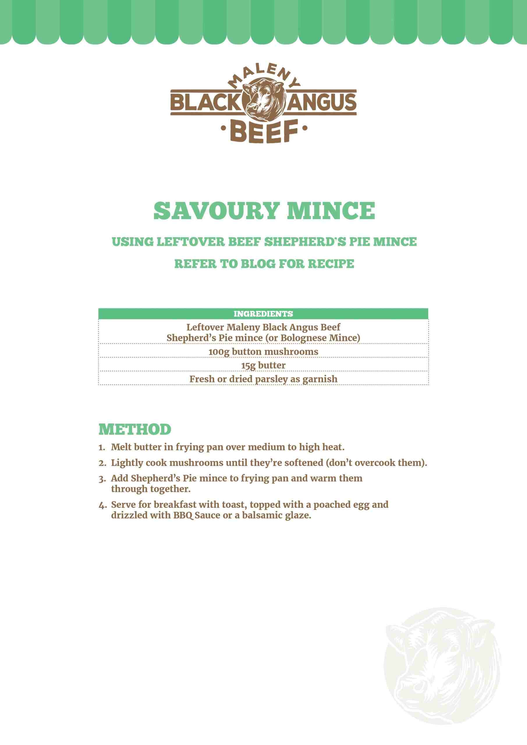 Savoury Mince recipe sheet