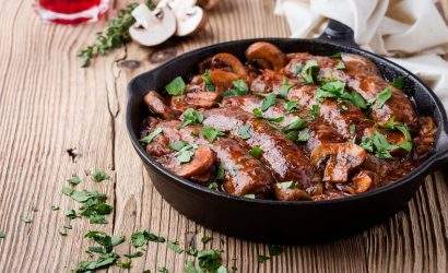 sausages in onion mushroom gravy - 2